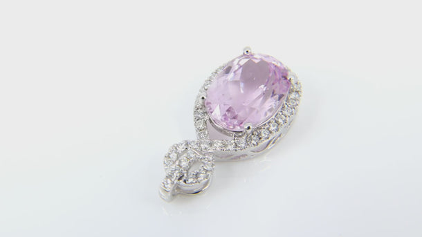 18K White Gold 7.44ct Pink Kunzite And Diamond Pendant | Gold Diamond Necklace | Gold Cross Necklace Australia | Rose Gold Necklace | Gold Cross Necklace Melbourne | Gold Diamond Pendant Necklace | Gold Necklace For Women | H&H Jewellery 