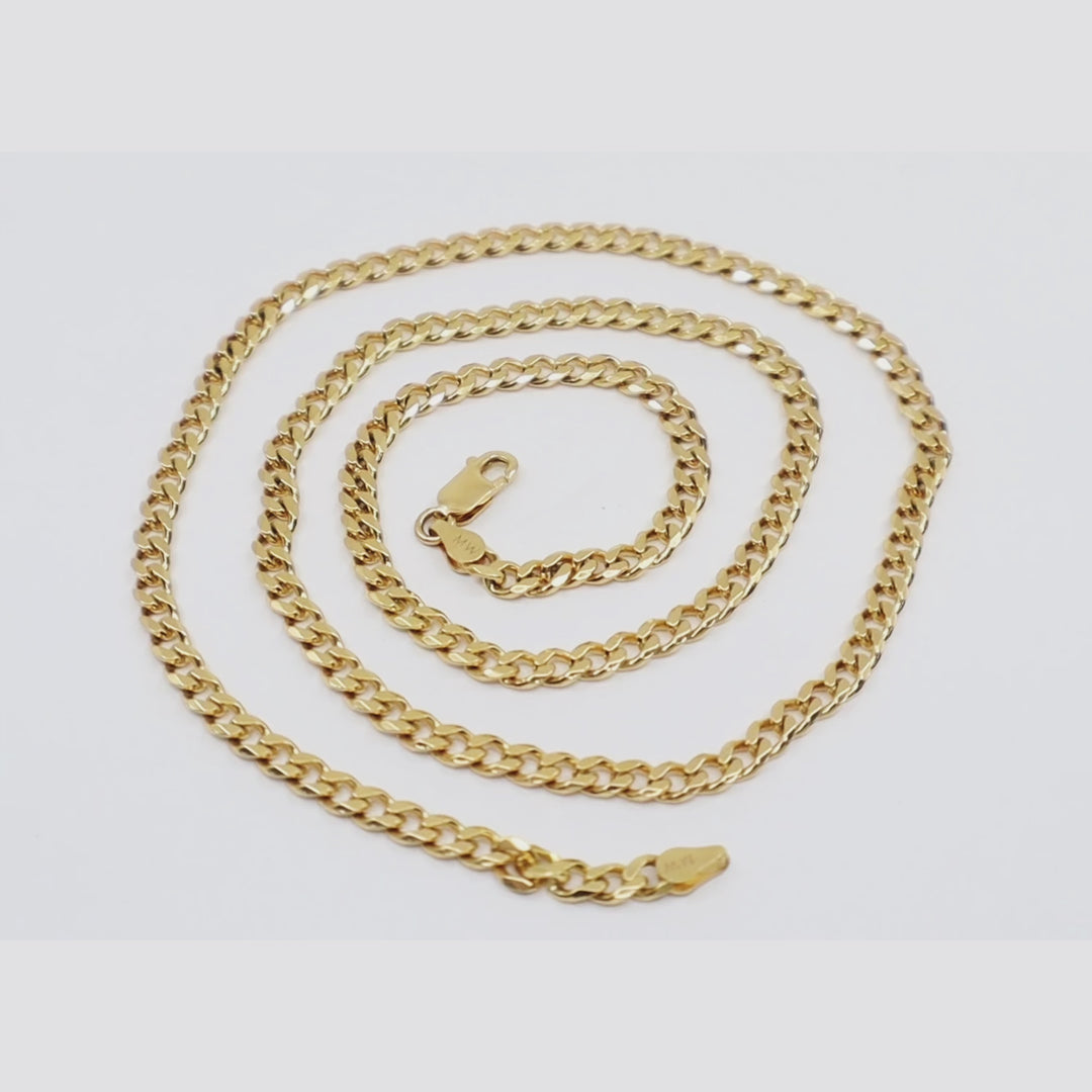 9K Yellow Gold Cuban Solid Necklace 20769529