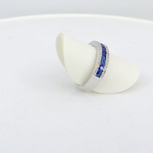 18K White Gold 0.85ct Sapphire and Diamond Ring | Sapphire Engagement Rings | Sapphire Jewellery Melbourne | Sapphire Jewellery Australia | Sapphire Wedding Rings | H&H Jewellery 